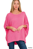 Zenana Raised Rib Bat Sleeve Top - Trendsi - Flyclothing LLC