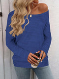 Full Size Heathered Long Sleeve Top - Trendsi - Flyclothing LLC