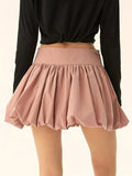 Ruched Bubble Hem Mini Skirt - Trendsi - Flyclothing LLC