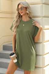 Florira Short Sleeve Mini Dress with Pockets - Trendsi - Flyclothing LLC