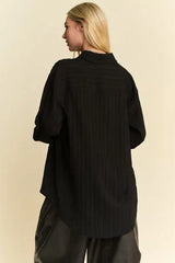 Davi & Dani Crinkled Jacquard Button Down Shirt - Trendsi - Flyclothing LLC