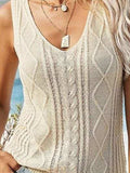 Cable-Knit V-Neck Sweater Vest - Trendsi - Flyclothing LLC