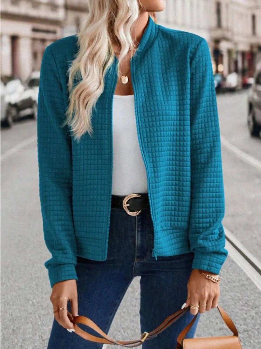 Zip Up Long Sleeve Jacket - Trendsi - Flyclothing LLC