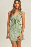 MABLE Floral Side Cutout Ruffled Mini Dress - Trendsi