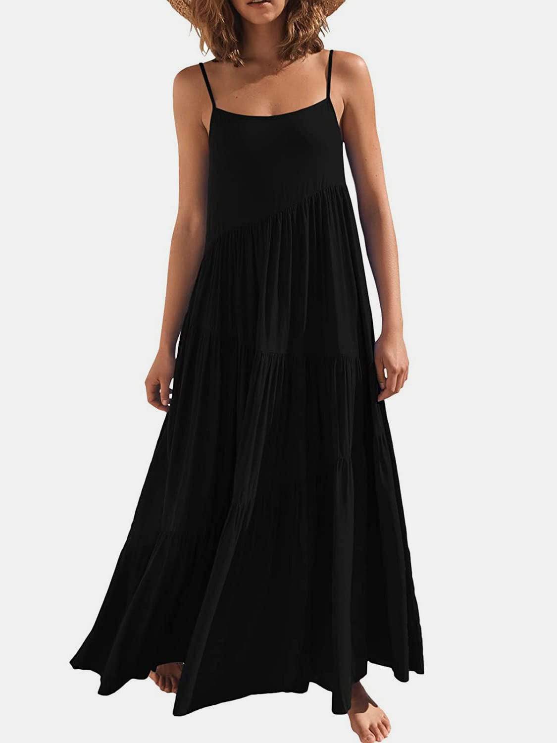 Full Size Ruched Tiered Spaghetti Strap Dress - Trendsi - Flyclothing LLC