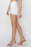RISEN Button Fly Frayed Hem Denim Shorts - Trendsi - Flyclothing LLC