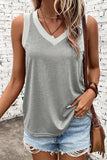 V-Neck Wide Strap Tank - Trendsi - Flyclothing LLC