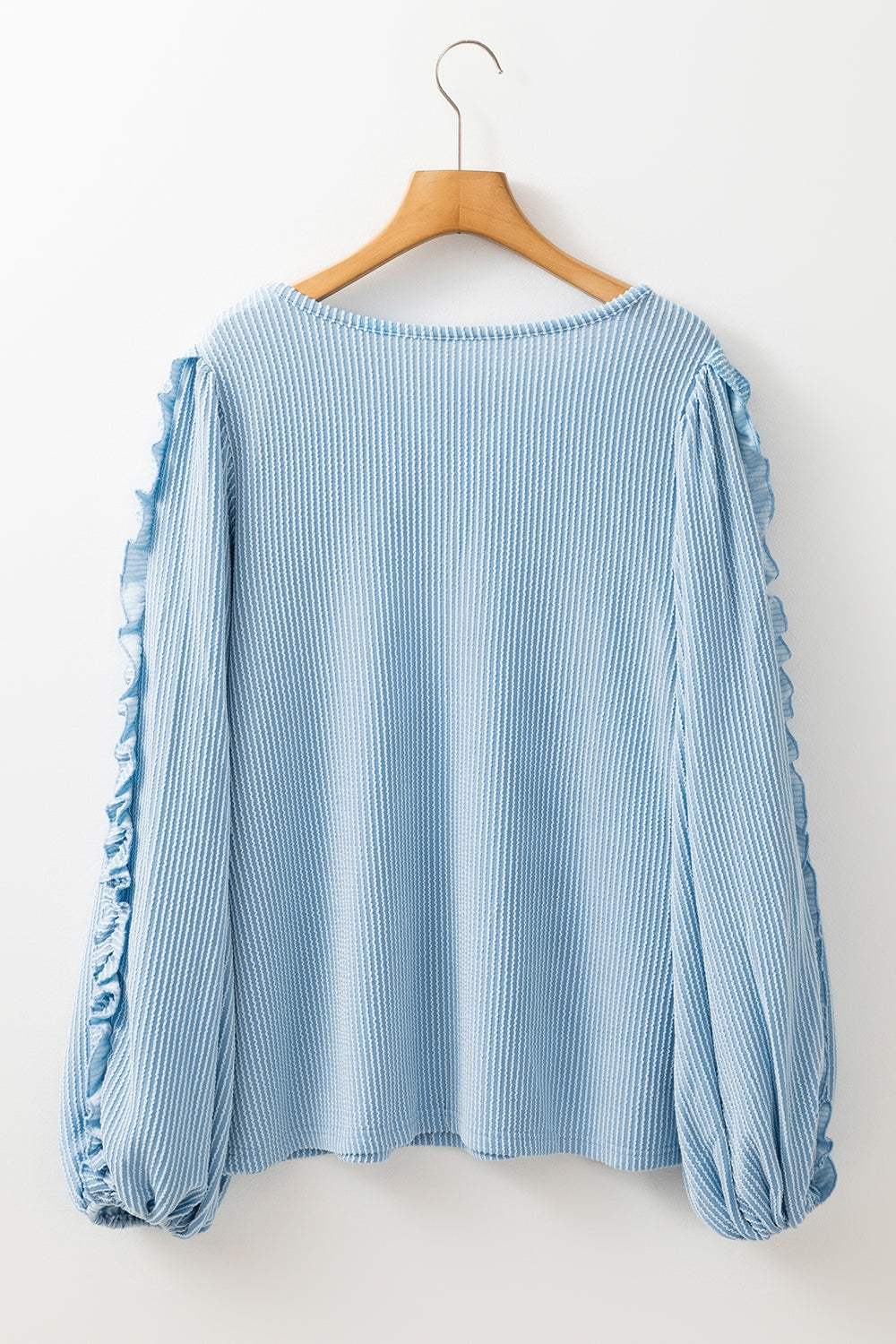 Frill Texture Round Neck Long Sleeve Sweatshirt - Trendsi - Flyclothing LLC