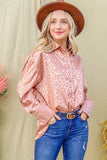 And The Why Satin Leopard Button Up Curved Hem Shirt - Trendsi - Flyclothing LLC