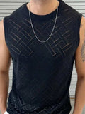 Men's Round Neck Sleeveless Eyelet Knit Top - Trendsi - Flyclothing LLC
