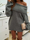 Off-Shoulder Extra-Long Sleeve Sweater - Trendsi - Flyclothing LLC