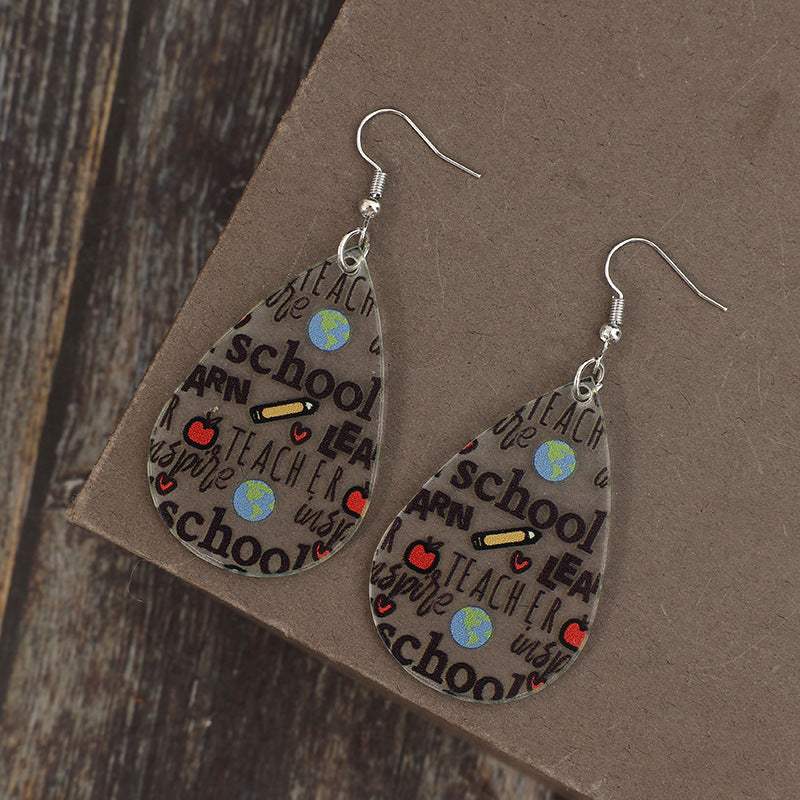 Acrylic Letter Teardrop Shape Earrings - Trendsi - Flyclothing LLC