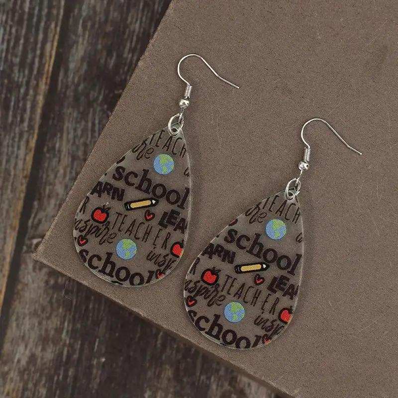 Acrylic Letter Teardrop Shape Earrings - Trendsi - Flyclothing LLC