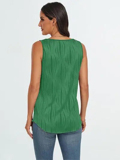 Round Neck Wide Strap Tank - Trendsi - Flyclothing LLC