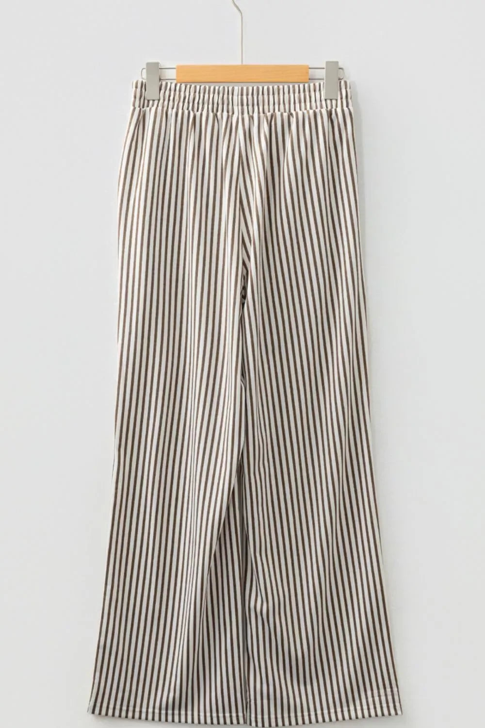 Stripe Elastic High Waist Pocketed Loose Pants - Trendsi - Flyclothing LLC