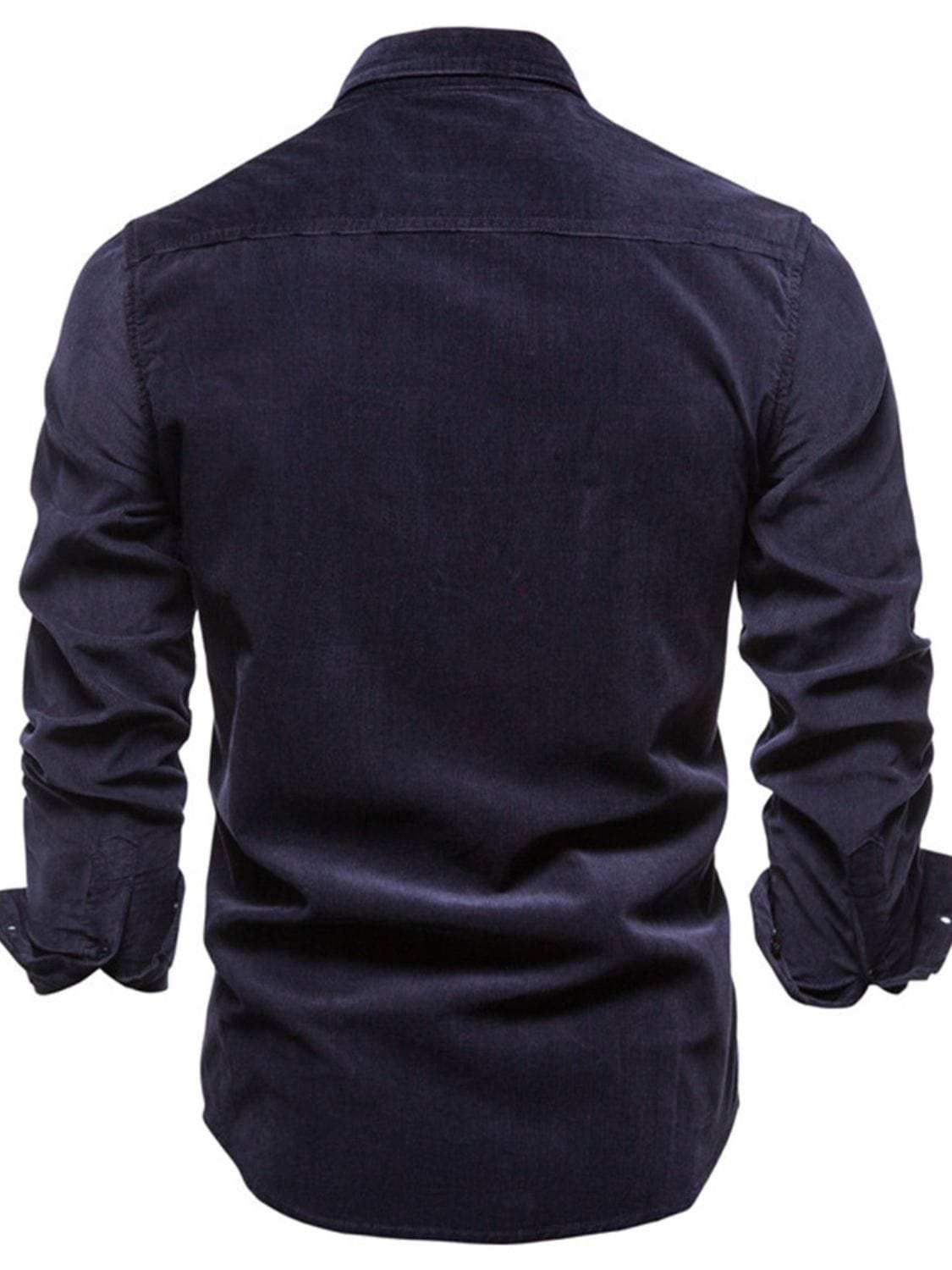 Men's Full Size Button Down Collared Neck Shirt Plus Size - Trendsi - Flyclothing LLC