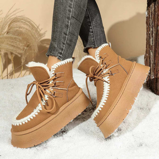 Sherpa Lined Platform Snow Boots - Trendsi - Flyclothing LLC