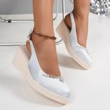 Rhinestone Point Toe Wedge Slingback Sandals - Trendsi - Flyclothing LLC