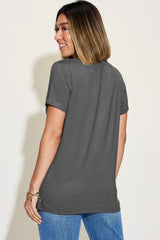 Basic Bae Full Size V-Neck High-Low T-Shirt - ShopBasicbae - Flyclothing LLC