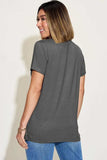 Basic Bae Full Size V-Neck High-Low T-Shirt - Trendsi - Flyclothing LLC