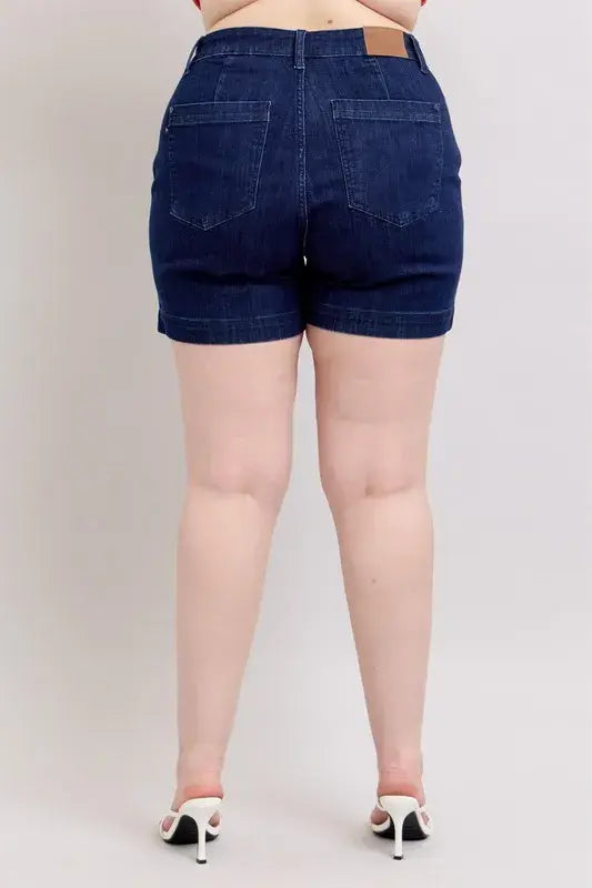 Judy Blue Full Size High Waist Denim Shorts Plus Size - Trendsi - Flyclothing LLC