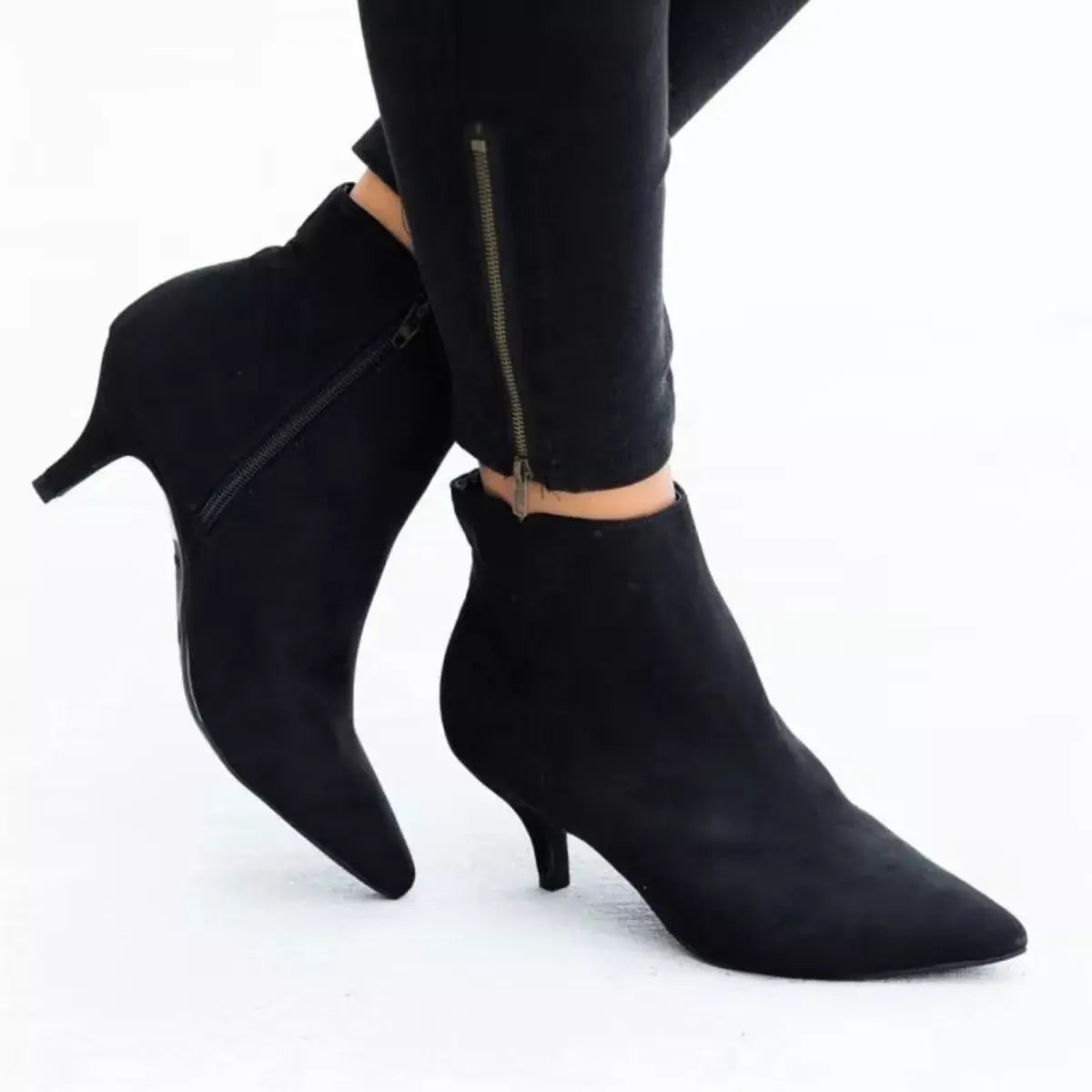 Point Toe Kitten Heels Boots - Trendsi - Flyclothing LLC