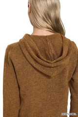 Zenana Drawstring Zip Up Hooded Cardigan - Trendsi - Flyclothing LLC