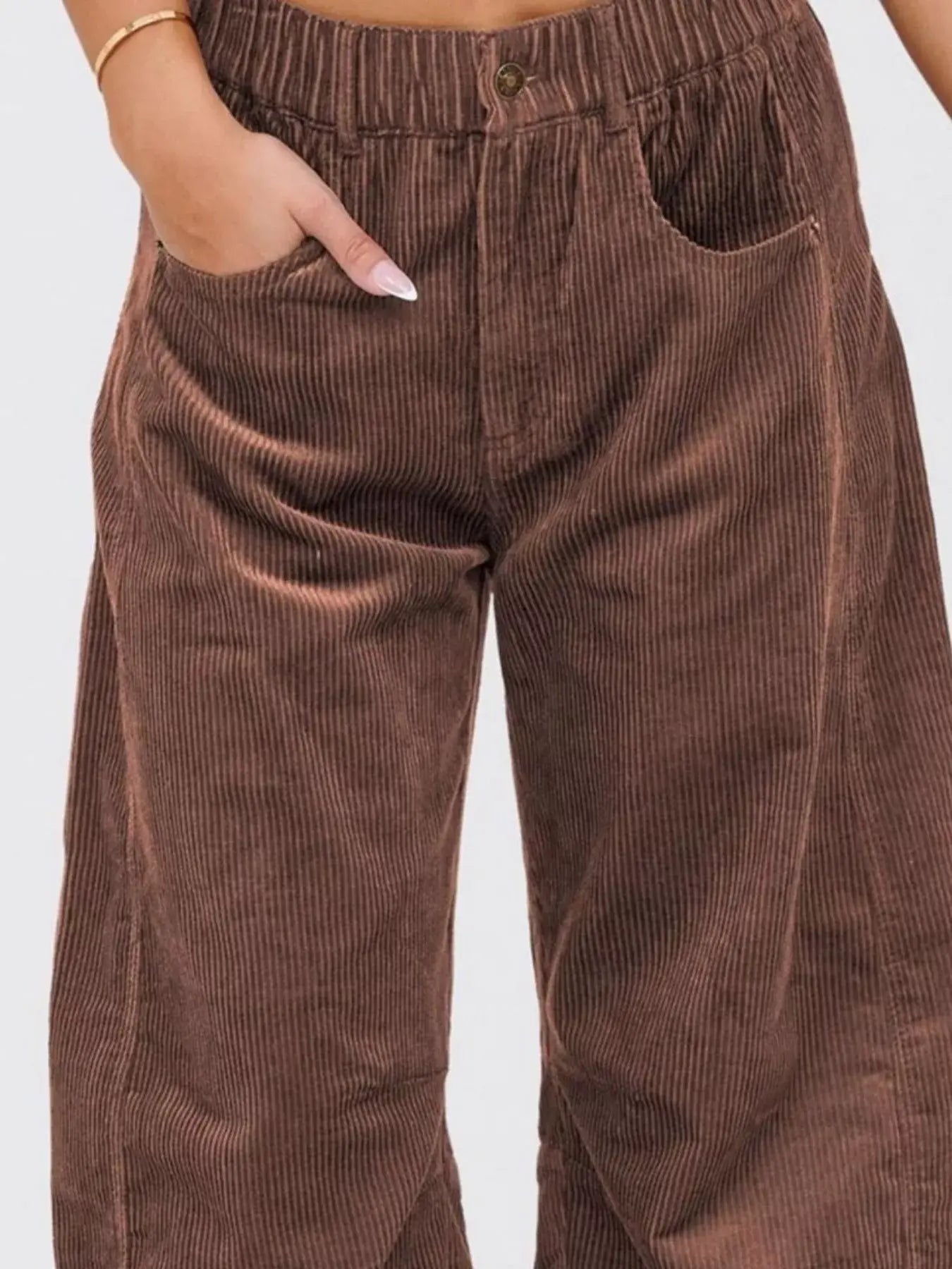 Corduroy Wide Leg Pants - Trendsi - Flyclothing LLC