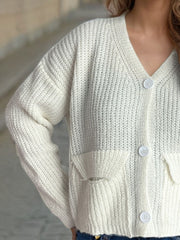 Button Down Long Sleeve Cardigan - Trendsi