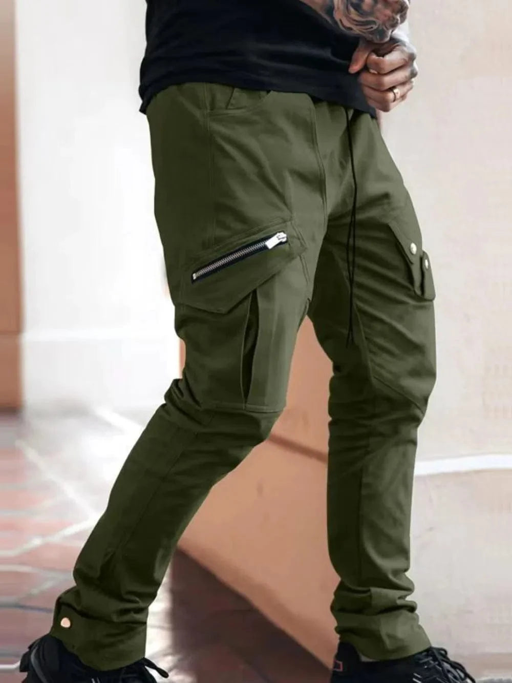 Men's Plus Size Pants with Cargo Pockets - Trendsi