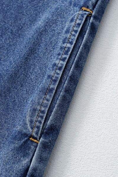 Short Sleeve Collared Patched Pocket Denim Mini Dress - Trendsi - Flyclothing LLC