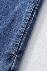 Short Sleeve Collared Patched Pocket Denim Mini Dress - Trendsi - Flyclothing LLC