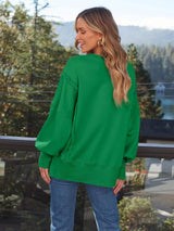 Slit Round Neck Long Sleeve Sweatshirt - Trendsi - Flyclothing LLC