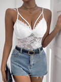 Perfee Spaghetti Strap Lace Bodysuit - Trendsi