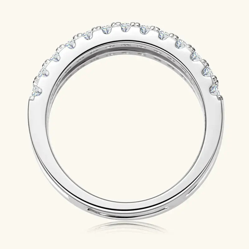 925 Sterling Silver Moissanite Double Layered Ring - Trendsi - Flyclothing LLC
