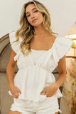 BiBi Crinkle Bubble Textured Ruffled Top - Trendsi - Flyclothing LLC