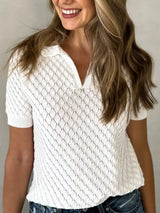 Textured Short Sleeve Knit Top - Trendsi - Flyclothing LLC