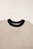 Contrast Trim Round Neck Cap Sleeve Knit Top - Trendsi - Flyclothing LLC