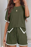 Contrast Trim Tee and Shorts Set - Trendsi - Flyclothing LLC