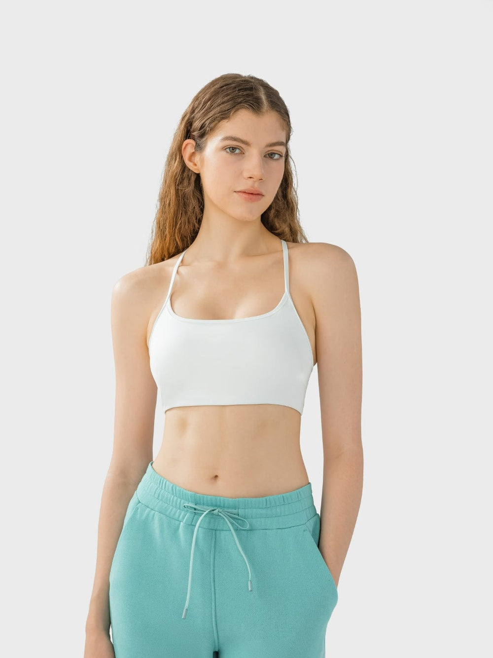 Millennia Crisscross Back Scoop Neck Active Cami with Detachable Chest Pads - Trendsi