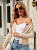 Button Up Long Sleeve Cardigan - Trendsi