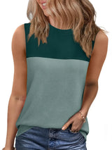 Color Block Round Neck Tank - Trendsi - Flyclothing LLC