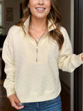 Textured Half Zip Long Sleeve Sweatshirt - Trendsi - Flyclothing LLC