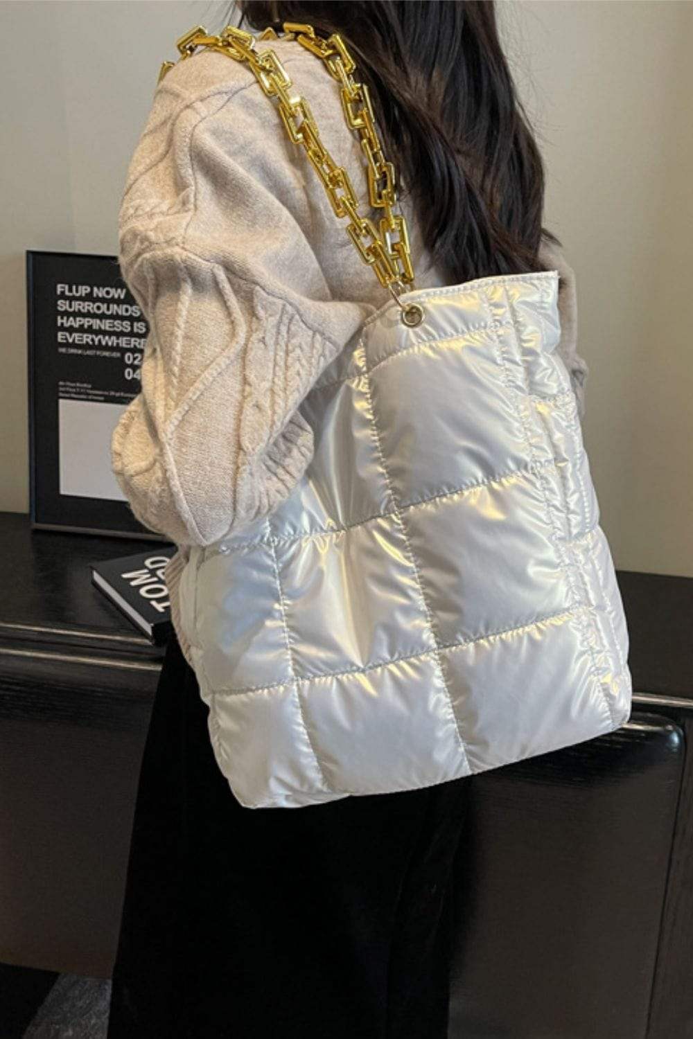 Bubble Texture Chain Handbag - Trendsi - Flyclothing LLC