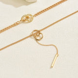Double Layered Chain Y-Shaped Pendant Necklace - Trendsi - Flyclothing LLC