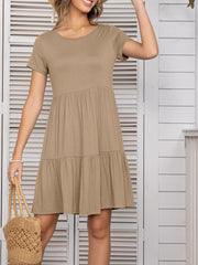 Round Neck Short Sleeve Mini Tee Dress - Trendsi