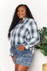 Mandy Plaid Dropped Shoulder Shirt - Trendsi - Flyclothing LLC