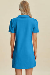 Double Take Full Size Texture Short Sleeve Dress - Trendsi - Flyclothing LLC