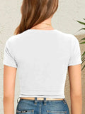 Round Neck Short Sleeve Crop T-Shirt - Trendsi - Flyclothing LLC