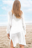 Openwork Side Slit Open Front Long Sleeve Cardigan - Trendsi - Flyclothing LLC